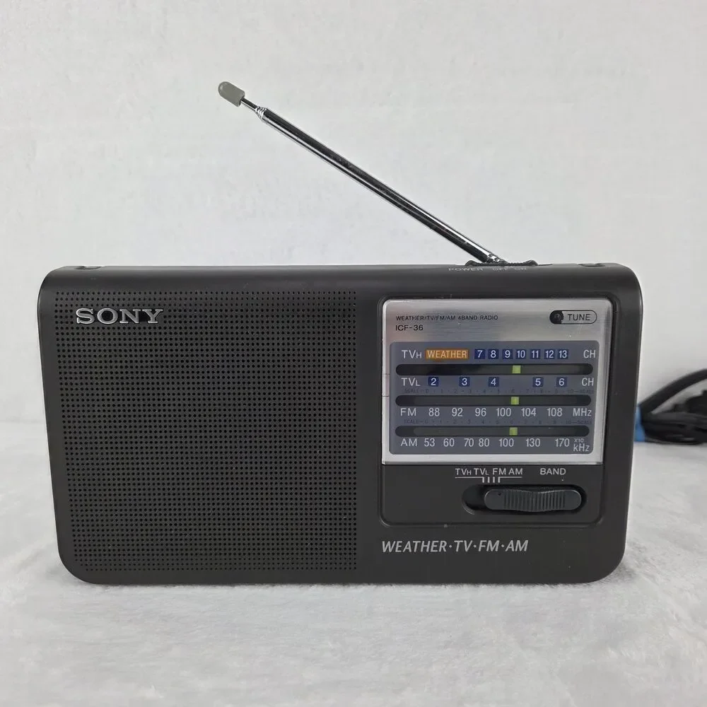 Vintage Sony ICF-36 Weather TV FM AM 4 Band Portable Radio Tested Working